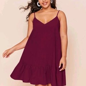 I ONLY HAVE THIS DRESS IN NAVY BLUE AND BLACK- V-neck,ruffle hem, slip dress